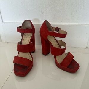 Red Pumps with Gold Buckle